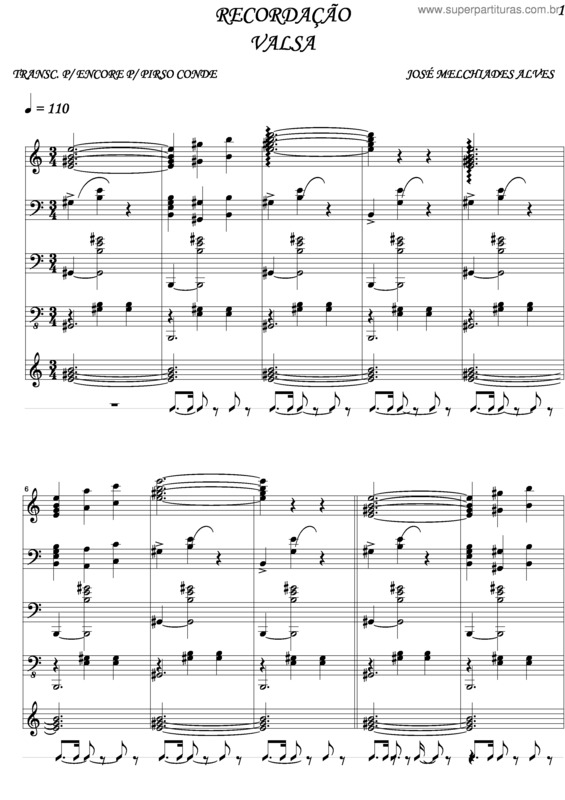 Partitura da música Recordação v.4