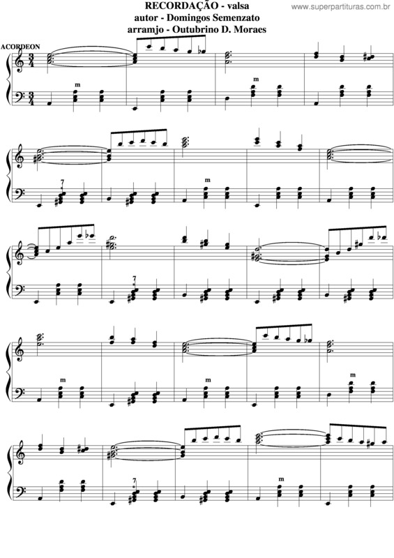 Partitura da música Recordação v.7