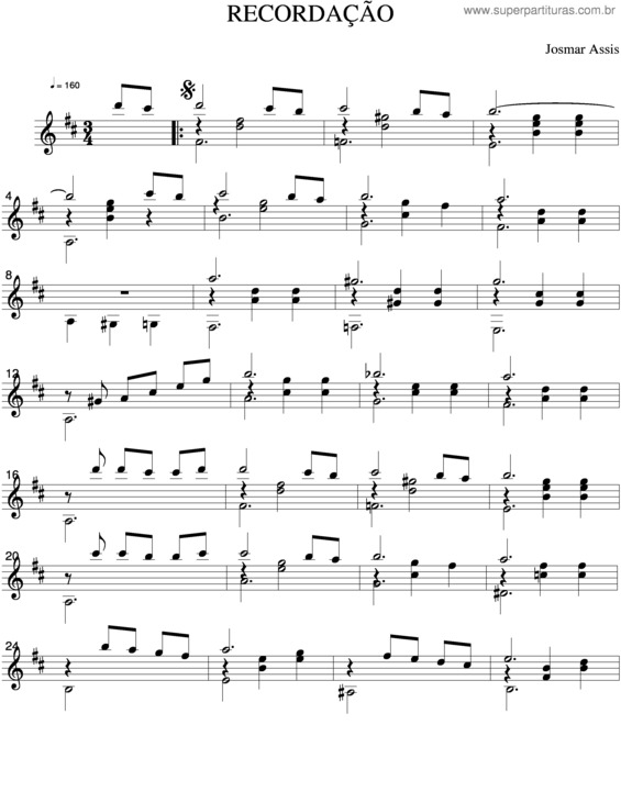 Partitura da música Recordação