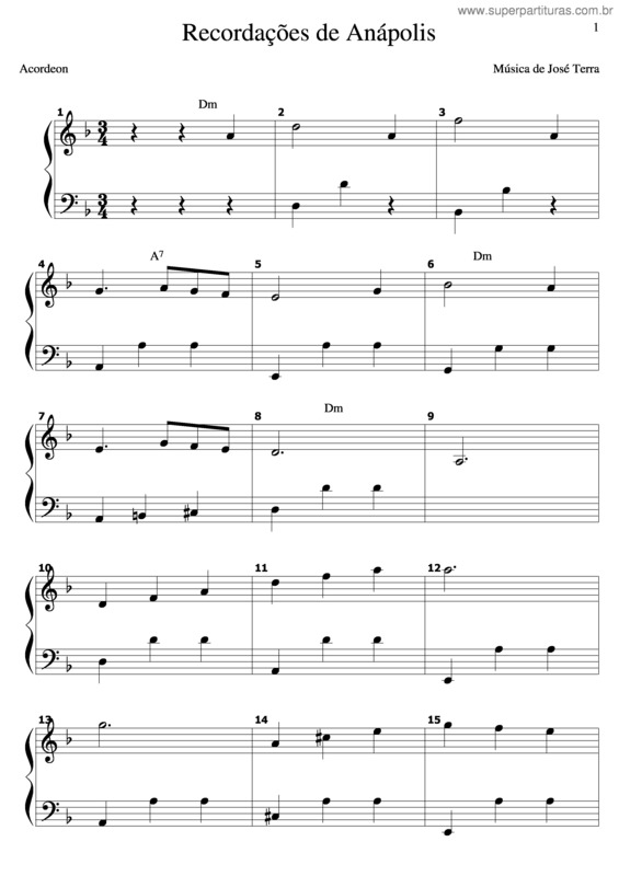 Partitura da música Recordações De Anápolis