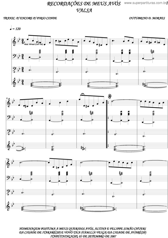 Partitura da música Recordações De Meus Avós v.2