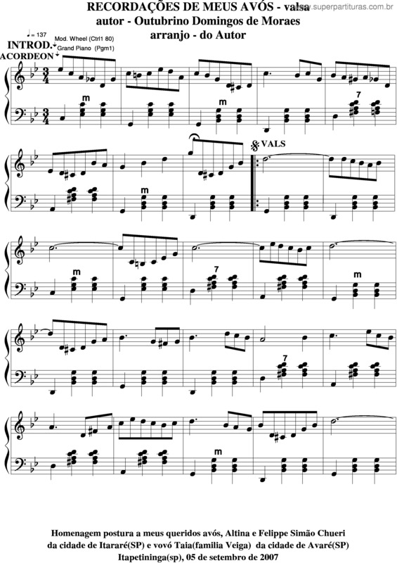 Partitura da música Recordações De Meus Avós v.3