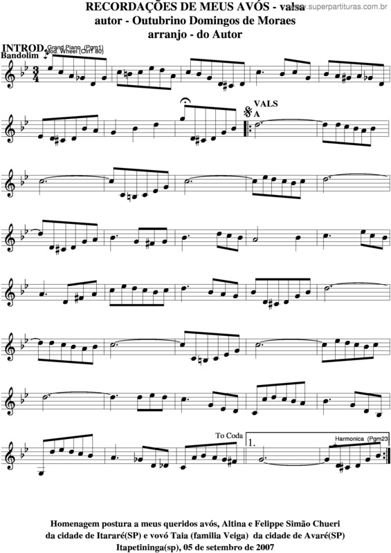 Partitura da música Recordações De Meus Avós v.4