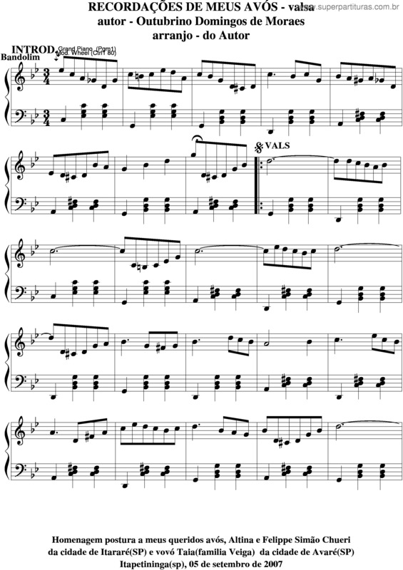 Partitura da música Recordações De Meus Avós v.5