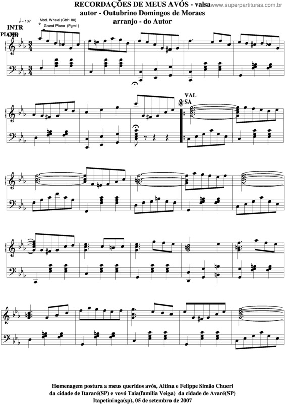 Partitura da música Recordações De Meus Avós v.6