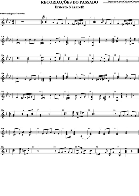 Partitura da música Recordações Do Passado v.2