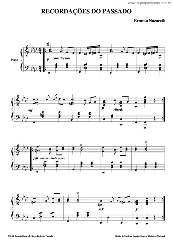 Partitura da música Recordações Do Passado