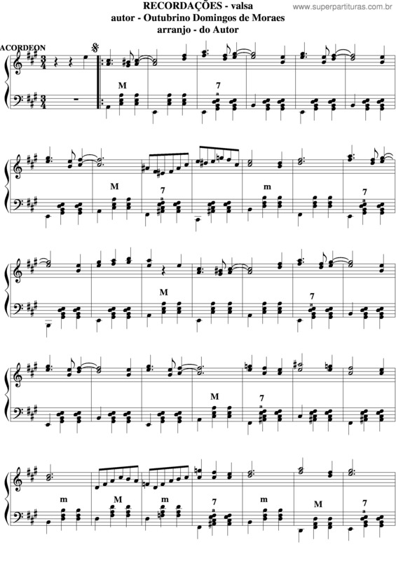 Partitura da música Recordações v.4