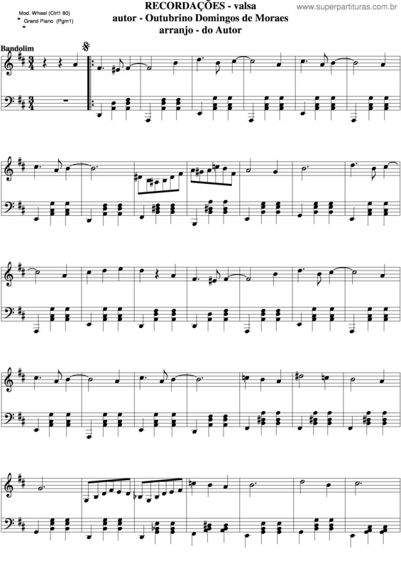 Partitura da música Recordações v.6