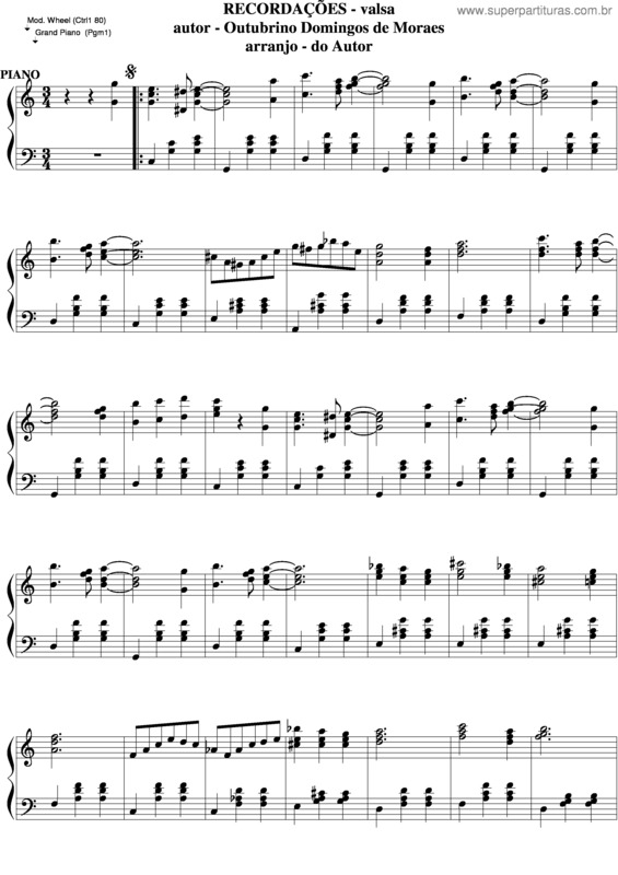 Partitura da música Recordações v.7