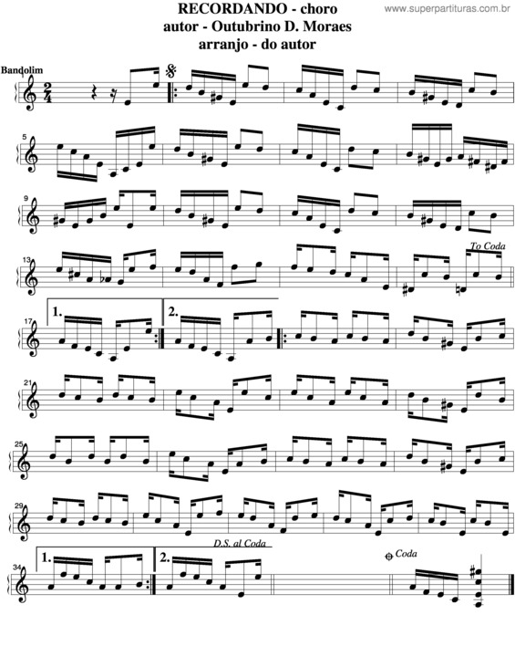 Partitura da música Recordando v.2