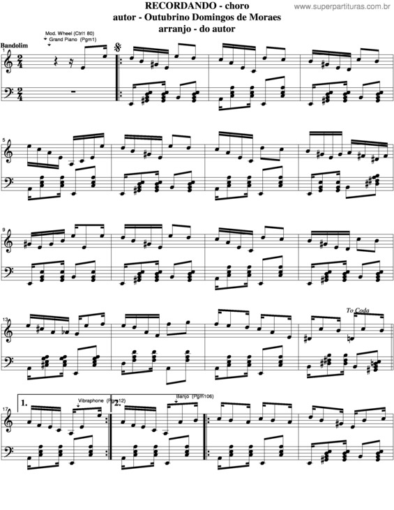 Partitura da música Recordando v.8