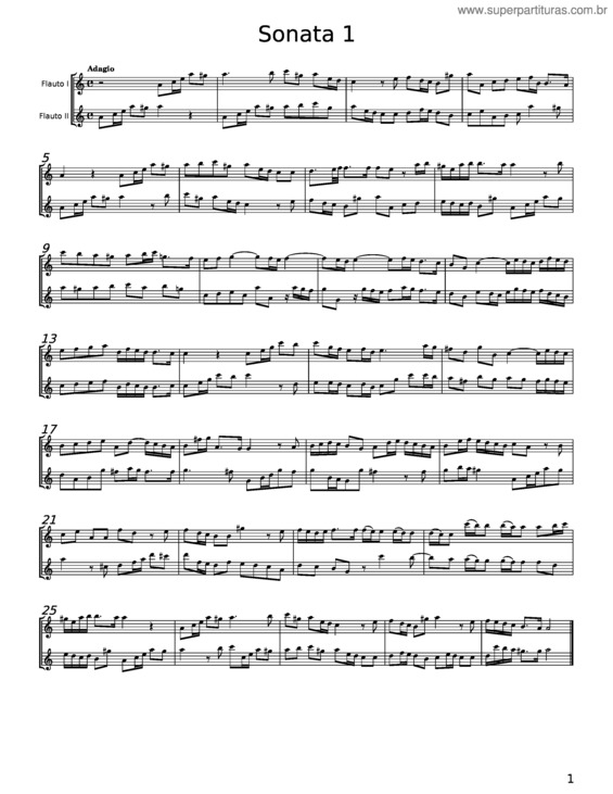 Partitura da música Recorder Sonata No.1 In A–Minor From 12 Recorder Sonata Op.1  – Jean Baptiste De Gant Loeillet