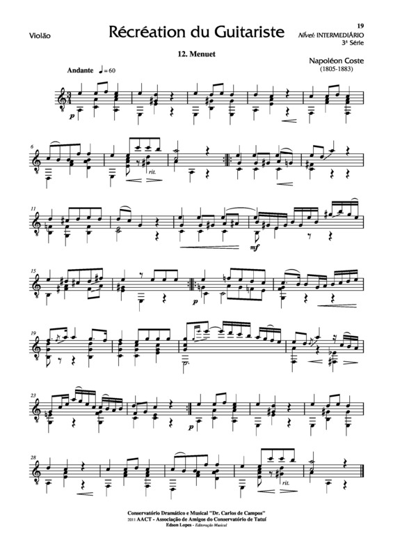 Partitura da música Recreation du Guitariste Op. 51 Nr 12