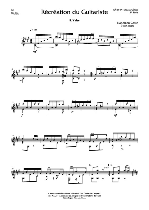 Partitura da música Recreation du Guitariste Op. 51 Nr 8
