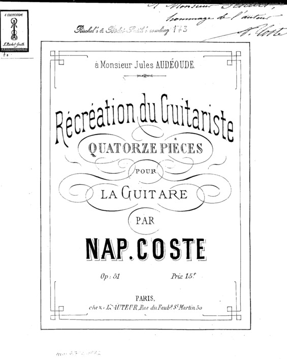 Partitura da música Récréation du Guitariste