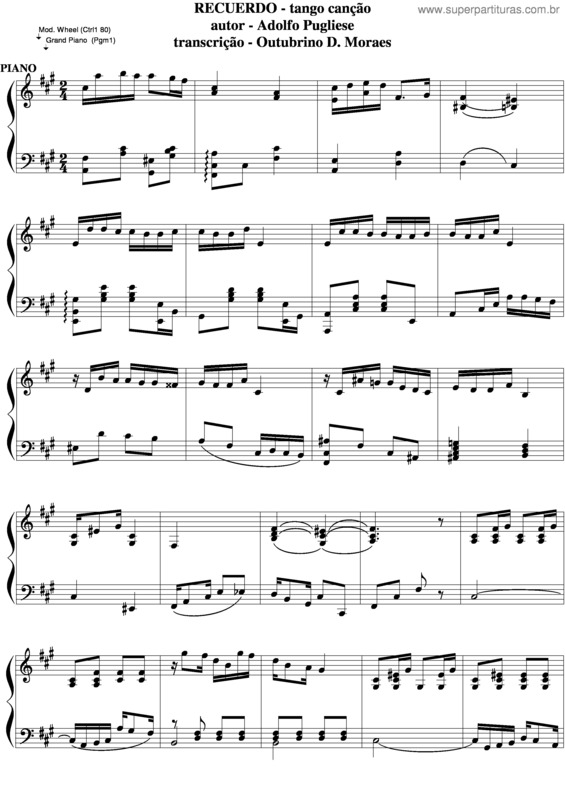 Partitura da música Recuerdo v.2