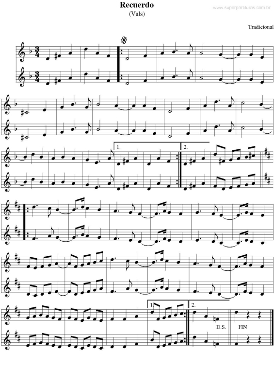 Partitura da música Recuerdo