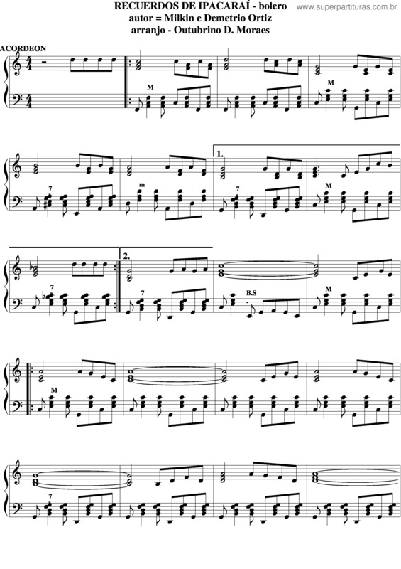 Partitura da música Recuerdos De Ipacaraí v.2