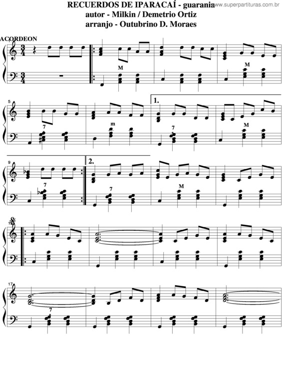 Partitura da música Recuerdos De Ipacaraí v.3