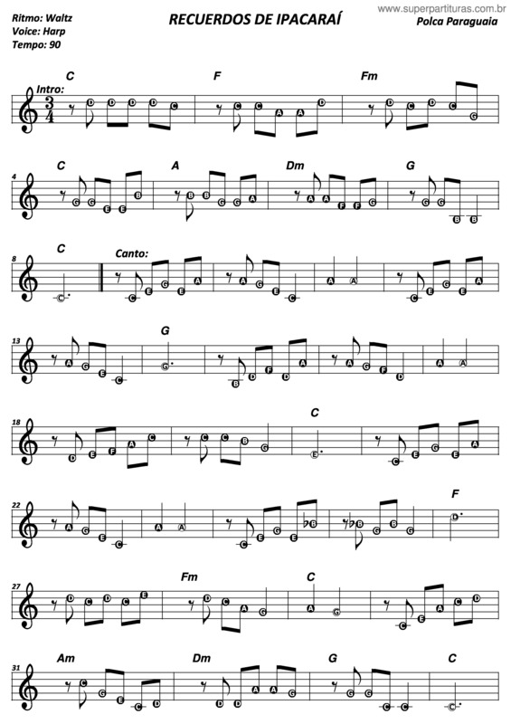 Partitura da música Recuerdos De Ipacarai v.7