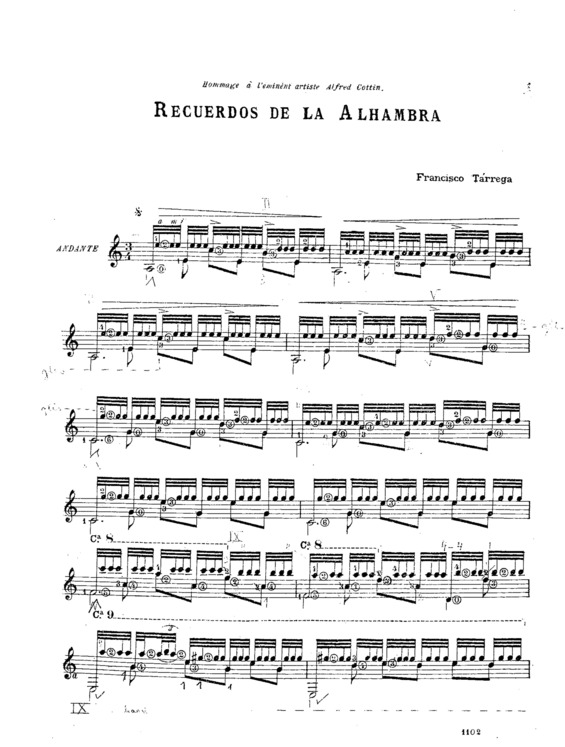 Partitura da música Recuerdos De La Alhambra v.4