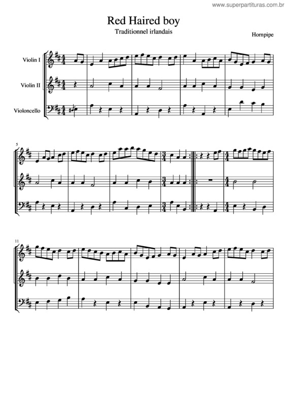 Partitura da música Red Haired Boy