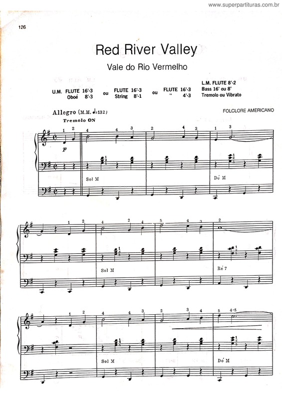 Partitura da música Red River Valley