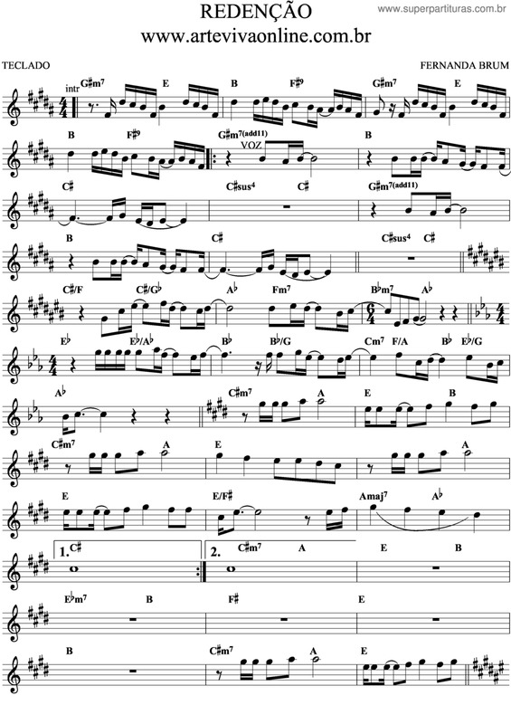 Partitura da música Redenção v.3