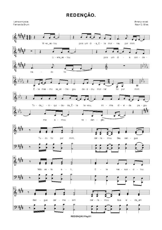 Partitura da música Redenção