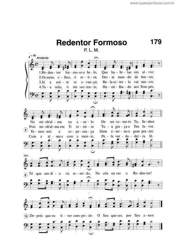 Partitura da música Redentor Formoso