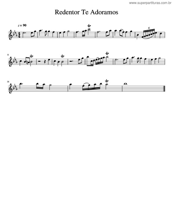 Partitura da música Redentor Te Adoramos Oboe