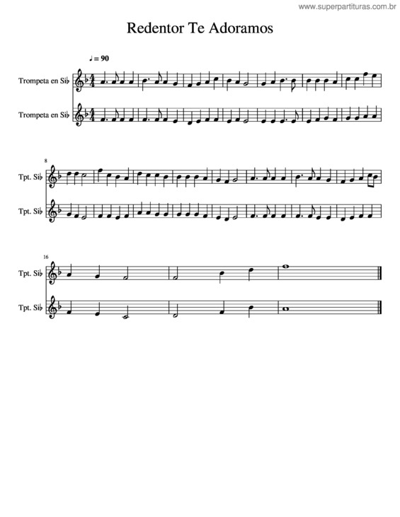 Partitura da música Redentor Te Adoramos Trompeta