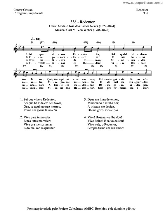 Partitura da música Redentor