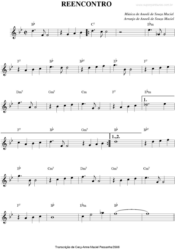 Partitura da música Reencontro