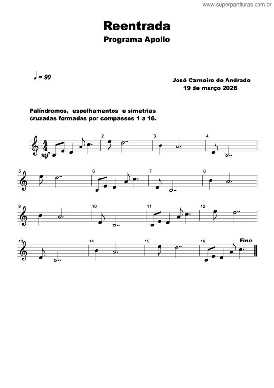 Partitura da música Reentrada