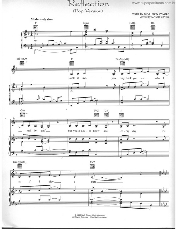 Partitura da música Reflection v.2