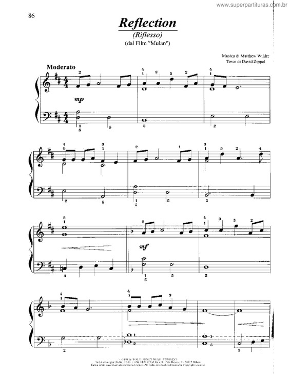 Partitura da música Reflection v.4