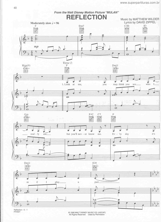 Partitura da música Reflection v.5