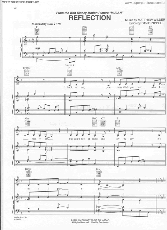 Partitura da música Reflection v.7