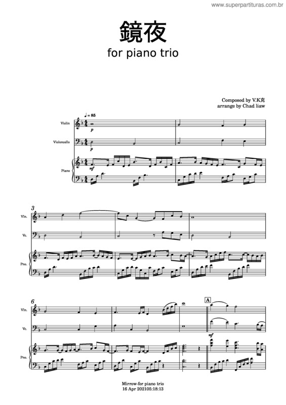 Partitura da música Reflection v.8