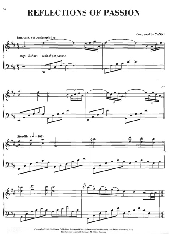 Partitura da música Reflections of Passion