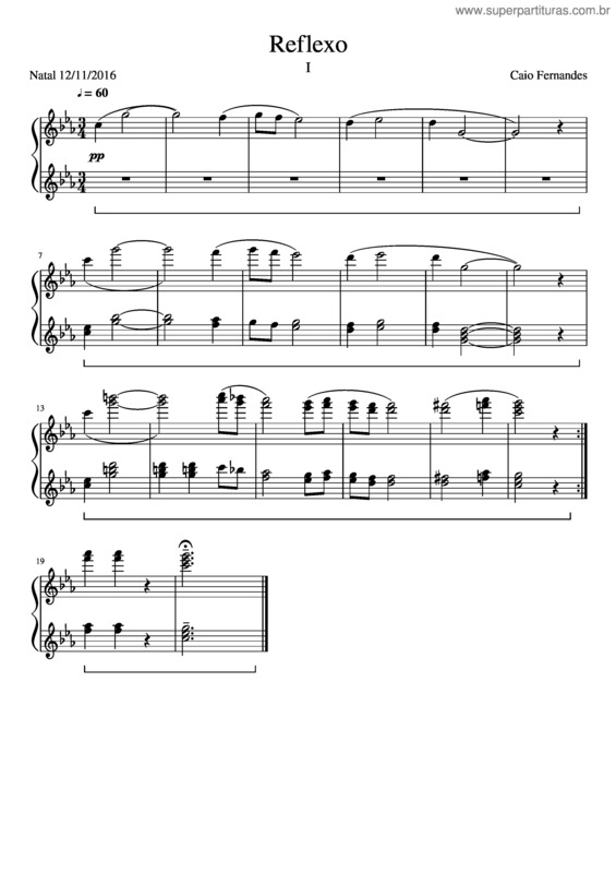 Partitura da música Reflexo I