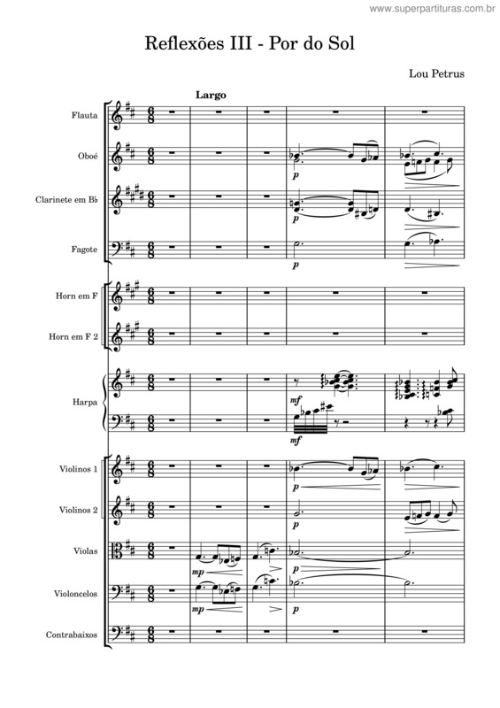 Partitura da música Reflexôes Iii – Pôr Do Sol – Lou Petrus