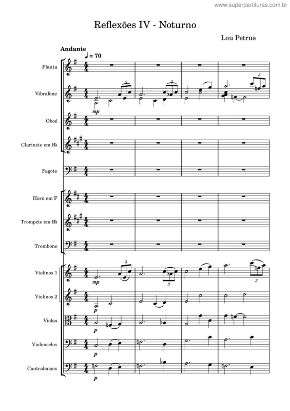 Partitura da música Reflexôes Iv – Noturno