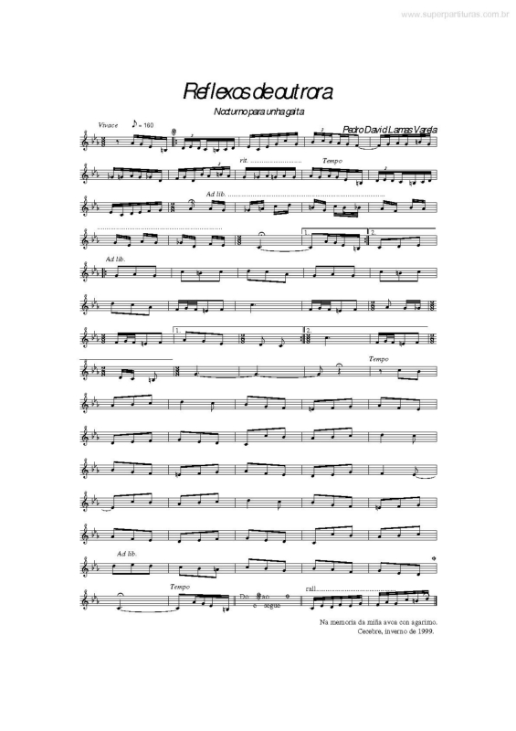 Partitura da música Reflexos de Outrora