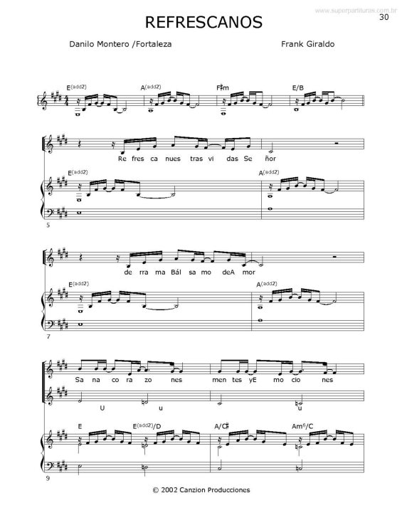 Partitura da música Refrescanos