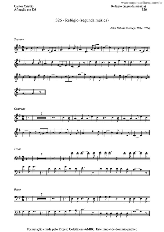 Partitura da música Refúgio (Segunda Música) v.2