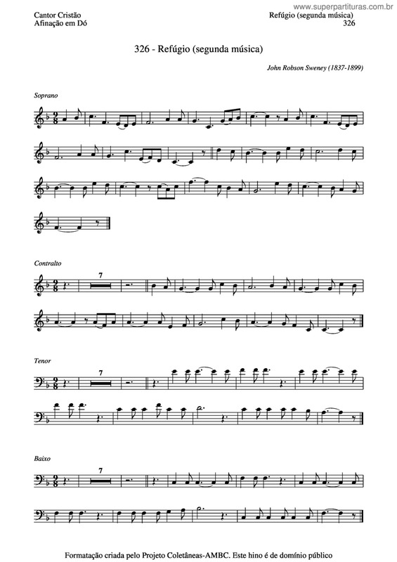 Partitura da música Refúgio (Segunda Música)