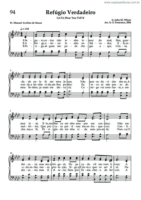 Partitura da música Refúgio Verdadeiro - Hinário 94